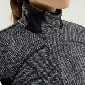 Lululemon Pullover SZ 8 Base Runner 1/2 Zip Heathered Herringbone Black Running